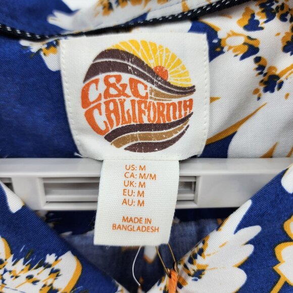 C&C California Mens Medium Short Sleeve Floral Button Up Shirt NEW - Picture 4 of 8